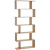 HOMCOM 6-Tier Storage Shelf Modern S-Shape Design Stand Unit Storage Display For Home Oak 2 HOMCOM 6-Tier Storage Shelf Modern S-Shape Design Stand Unit Storage Display For Home Oak -Living Room Furniture Store 10092485 1
