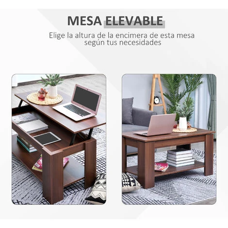 HOMCOM 100cm Modern Lift Up Top Coffee Table Desk Hidden Storage Bottom Shelf 6 HOMCOM 100cm Modern Lift Up Top Coffee Table Desk Hidden Storage Bottom Shelf - Image 4