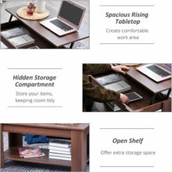 HOMCOM 100cm Modern Lift Up Top Coffee Table Desk Hidden Storage Bottom Shelf 11 HOMCOM 100cm Modern Lift Up Top Coffee Table Desk Hidden Storage Bottom Shelf -Living Room Furniture Store 10092487 5