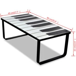 Coffee Table With Piano Printing Glass Top VidaXL -Living Room Furniture Store 1019202 3