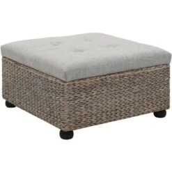Ottoman Seagrass 65x65x40 Cm Grey VidaXL