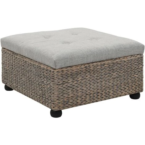 Ottoman Seagrass 65x65x40 Cm Grey VidaXL 3 Ottoman Seagrass 65x65x40 Cm Grey VidaXL