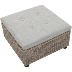 Ottoman Seagrass 65x65x40 Cm Grey VidaXL 10 Ottoman Seagrass 65x65x40 Cm Grey VidaXL -Living Room Furniture Store 10358971 4