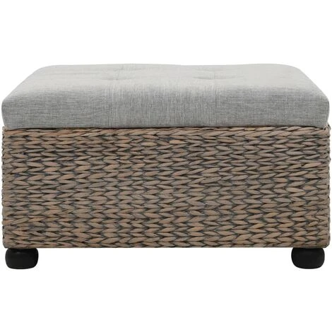 Ottoman Seagrass 65x65x40 Cm Grey VidaXL 7 Ottoman Seagrass 65x65x40 Cm Grey VidaXL - Image 5