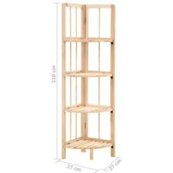 Corner Shelf Cedar Wood 27x27x110 Cm VidaXL -Living Room Furniture Store 10500031 3