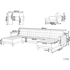 Modular U-Shaped Corner Sofa Bed 3 Seater Chaises Graphite Grey Fabric Aberdeen -Living Room Furniture Store 10759839 3