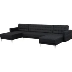 Modular U-Shaped Corner Sofa Bed 3 Seater Chaises Graphite Grey Fabric Aberdeen -Living Room Furniture Store 10759839 4