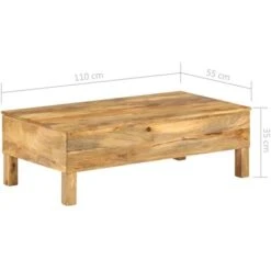 Coffee Table Solid Mango Wood 110x55x35 Cm VidaXL -Living Room Furniture Store 10829289 3