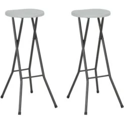 Folding Bar Stools 2 Pcs HDPE And Steel White VidaXL