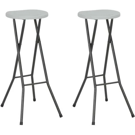 Folding Bar Stools 2 Pcs HDPE And Steel White VidaXL 3 Folding Bar Stools 2 Pcs HDPE And Steel White VidaXL