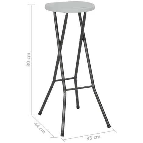 Folding Bar Stools 2 Pcs HDPE And Steel White VidaXL 5 Folding Bar Stools 2 Pcs HDPE And Steel White VidaXL - Image 3