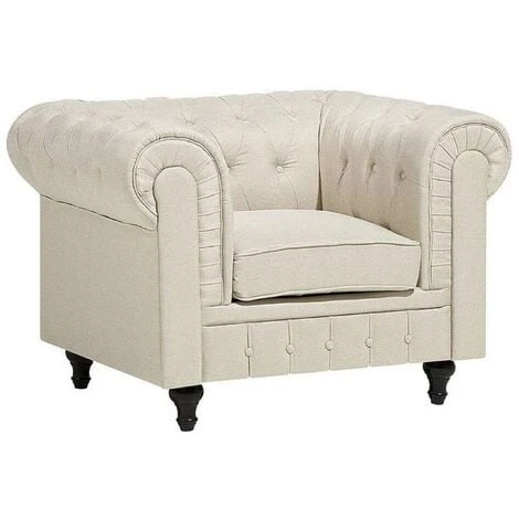 Modern Scroll Arm Fabric Club Chair Tufted Back Beige Chesterfield 3 Modern Scroll Arm Fabric Club Chair Tufted Back Beige Chesterfield