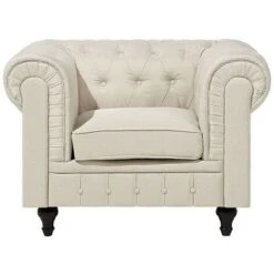 Modern Scroll Arm Fabric Club Chair Tufted Back Beige Chesterfield 10 Modern Scroll Arm Fabric Club Chair Tufted Back Beige Chesterfield -Living Room Furniture Store 11267255 4 1