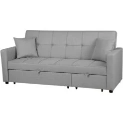Modern Fabric Sofa Bed Polyester Extra Pillows Convertible Light Grey Glomma 10 Modern Fabric Sofa Bed Polyester Extra Pillows Convertible Light Grey Glomma -Living Room Furniture Store 11295149 4