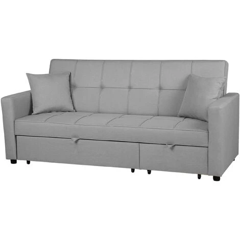 Modern Fabric Sofa Bed Polyester Extra Pillows Convertible Light Grey Glomma 6 Modern Fabric Sofa Bed Polyester Extra Pillows Convertible Light Grey Glomma - Image 4