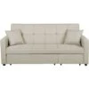 Modern Fabric Sofa Bed Polyester Extra Pillows Convertible Beige Glomma -Living Room Furniture Store 11295153 1