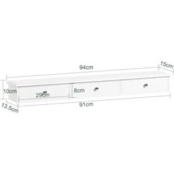 SoBuy Wall Mounted Shelf With 3 Drawers, Storage Unit, White Finish, FRG43-L-W -Living Room Furniture Store 11320569 4