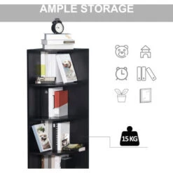 HOMCOM Corner Shelf 4 Tier Fan Bookshelf Plants Stand Wood Freestanding Unit Black 11 HOMCOM Corner Shelf 4 Tier Fan Bookshelf Plants Stand Wood Freestanding Unit Black -Living Room Furniture Store 11678474 5