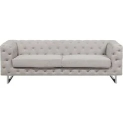 Sofa Set 3+2 Seater Upholstered Button Tufting Chesterfield Style Beige Vissland 10 Sofa Set 3+2 Seater Upholstered Button Tufting Chesterfield Style Beige Vissland -Living Room Furniture Store 11718197 4