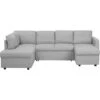 U-Shaped Sofa Bed Light Grey Modern 5 Seater Storage Fabric Upholstered Karrabo -Living Room Furniture Store 11757938 1