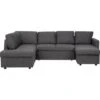 U-Shaped Sofa Bed Dark Grey Modern 5 Seater Storage Fabric Upholstered Karrabo -Living Room Furniture Store 11757939 1