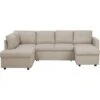 U-Shaped Sofa Bed Beige Modern 5 Seater Storage Fabric Upholstered Karrabo -Living Room Furniture Store 11757943 1