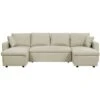 Fabric Corner Sofa Bed Beige Polyester U-Shaped Storage Convertible Sommen -Living Room Furniture Store 11928992 1