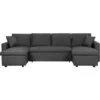 Fabric Corner Sofa Bed Dark Grey Polyester U-Shaped Storage Convertible Sommen 2 Fabric Corner Sofa Bed Dark Grey Polyester U-Shaped Storage Convertible Sommen -Living Room Furniture Store 11929001 1