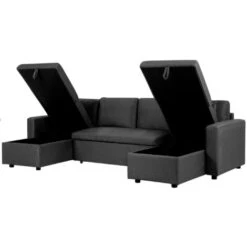 Fabric Corner Sofa Bed Dark Grey Polyester U-Shaped Storage Convertible Sommen 11 Fabric Corner Sofa Bed Dark Grey Polyester U-Shaped Storage Convertible Sommen -Living Room Furniture Store 11929001 5