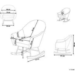 Modern Retro Rocking Chair Comfortable Padded Armchair Wooden Skates Pink Oxie -Living Room Furniture Store 12223715 3 1