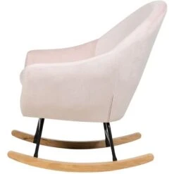 Modern Retro Rocking Chair Comfortable Padded Armchair Wooden Skates Pink Oxie 11 Modern Retro Rocking Chair Comfortable Padded Armchair Wooden Skates Pink Oxie -Living Room Furniture Store 12223715 5