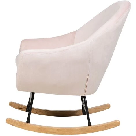 Modern Retro Rocking Chair Comfortable Padded Armchair Wooden Skates Pink Oxie 7 Modern Retro Rocking Chair Comfortable Padded Armchair Wooden Skates Pink Oxie - Image 5