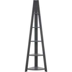 Modern Ladder Corner Shelf 5 Tiers Bookcase Grey Mobile Solo