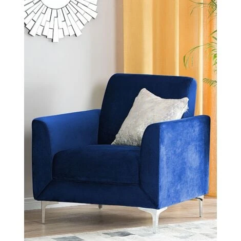 Modern Retro Upholstered Club Chair Armchair Velvet Fabric Navy Blue Fenes 4 Modern Retro Upholstered Club Chair Armchair Velvet Fabric Navy Blue Fenes - Image 2