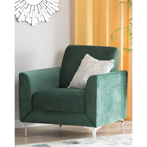Modern Retro Upholstered Club Chair Armchair Velvet Fabric Green Fenes 4 Modern Retro Upholstered Club Chair Armchair Velvet Fabric Green Fenes - Image 2