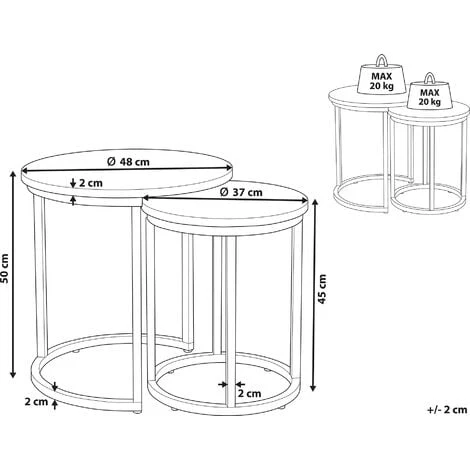 Industrial Modern Set Of 2 Nesting End Tables Metal Frame Concrete Effect Dixie 5 Industrial Modern Set Of 2 Nesting End Tables Metal Frame Concrete Effect Dixie - Image 3