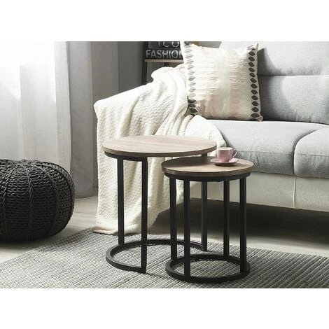 Rustic Modern Set Of 2 Nesting End Tables Metal Frame Dark Wood Dixie 4 Rustic Modern Set Of 2 Nesting End Tables Metal Frame Dark Wood Dixie - Image 2