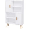 HOMCOM Free Standing Bookcase Shelves Unit Storage Cabinet W/ Two Doors White -Living Room Furniture Store 13140238 1