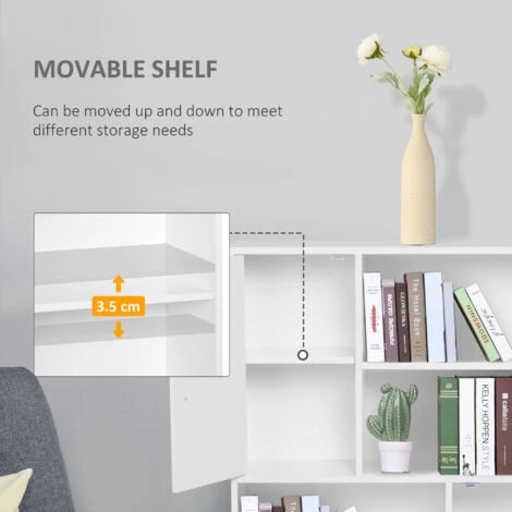 HOMCOM Free Standing Bookcase Shelves Unit Storage Cabinet W/ Two Doors White 6 HOMCOM Free Standing Bookcase Shelves Unit Storage Cabinet W/ Two Doors White - Image 4