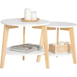 SoBuy Set Of 2 Side Tables Coffee Tables Nesting Tables, FBT75-W