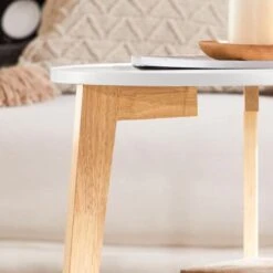 SoBuy Set Of 2 Side Tables Coffee Tables Nesting Tables, FBT75-W -Living Room Furniture Store 13143340 5