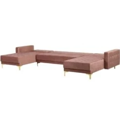 Modular U-Shaped Corner Sofa Bed 3 Seater 2 Chaises Pink Velvet Aberdeen -Living Room Furniture Store 13154328 5