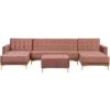 Modular U-Shaped Corner Sofa Bed 2 Chaises Ottoman Pink Velvet Aberdeen 1 Modular U-Shaped Corner Sofa Bed 2 Chaises Ottoman Pink Velvet Aberdeen -Living Room Furniture Store 13154329 1