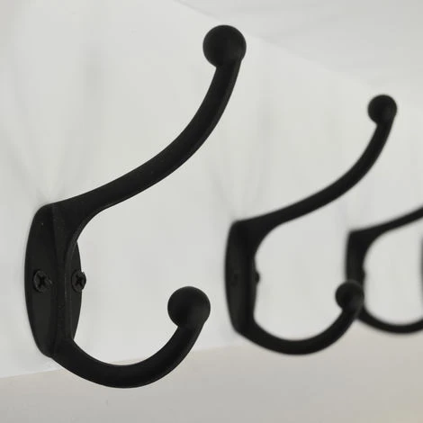 HALLWAY - Wall Storage Shelf With 2 Baskets And 5 Coat Hooks - White / Grey 7 HALLWAY - Wall Storage Shelf With 2 Baskets And 5 Coat Hooks - White / Grey - Image 5