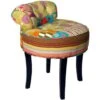PATCHWORK - Shabby Chic Chair Padded Stool / Wood Legs - Multi-coloured -Living Room Furniture Store 14020252 1