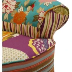 PATCHWORK - Shabby Chic Chair Padded Stool / Wood Legs - Multi-coloured 10 PATCHWORK - Shabby Chic Chair Padded Stool / Wood Legs - Multi-coloured -Living Room Furniture Store 14020252 4