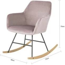 SoBuy Rocking Chair Armchair Lounge Chair Relaxing Chair Recliner Velvet Seat,FST68-P -Living Room Furniture Store 14359073 3