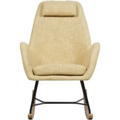 Modern Transitional Comfy Fabric Rocking Chair Wooden Skates Yellow Arrie 10 Modern Transitional Comfy Fabric Rocking Chair Wooden Skates Yellow Arrie -Living Room Furniture Store 15057597 4
