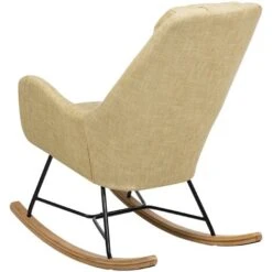 Modern Transitional Comfy Fabric Rocking Chair Wooden Skates Yellow Arrie 11 Modern Transitional Comfy Fabric Rocking Chair Wooden Skates Yellow Arrie -Living Room Furniture Store 15057597 5