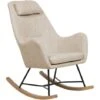 Modern Transitional Comfy Fabric Rocking Chair Wooden Skates Light Beige Arrie -Living Room Furniture Store 15057598 1
